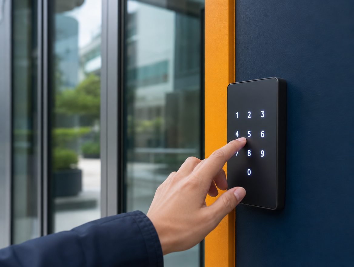 Digicode d'accès sécurisé à l'entrée du bâtiment PontyBox